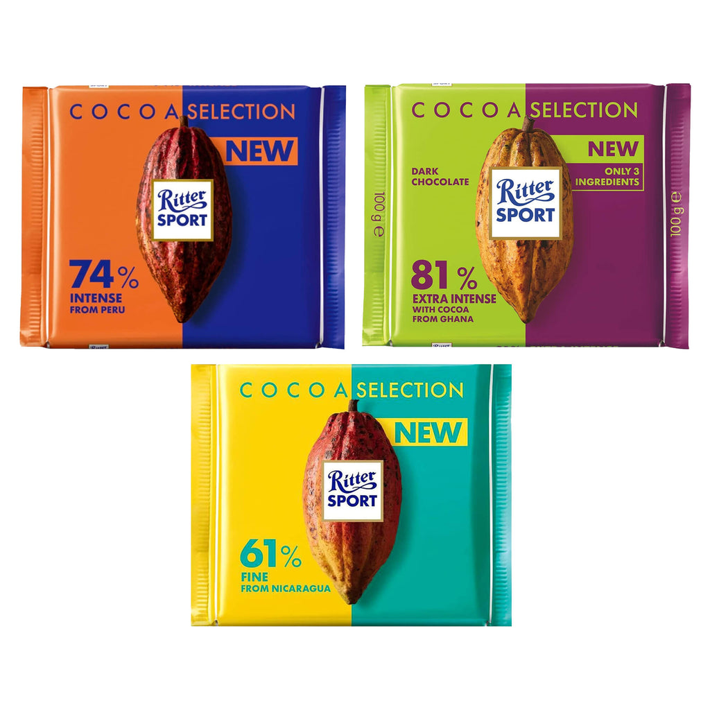 Ritter Sport 100g Dark collection 61%, 55%, 74% - Pack of 3
