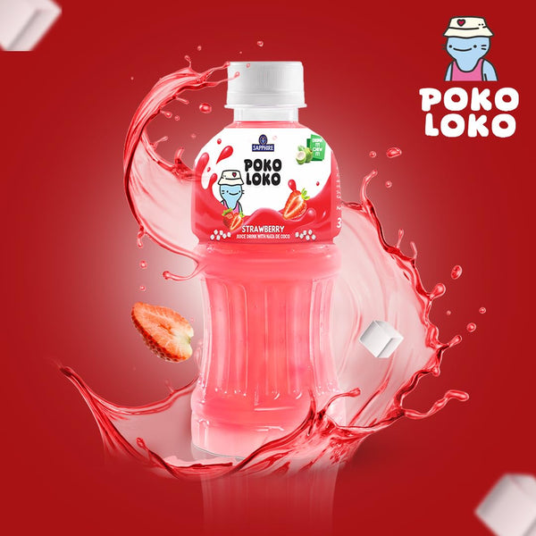 Poko Loko Strawberry Juice Drink with Nata De Coco - 300ml