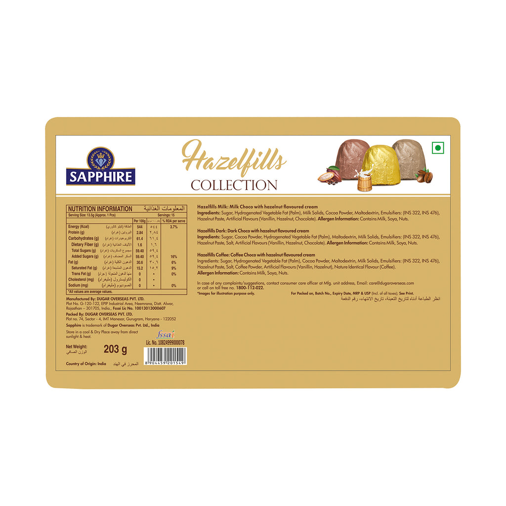 Sapphire Hazelfills Collection 203gm T15 – Sapphire Confectionery