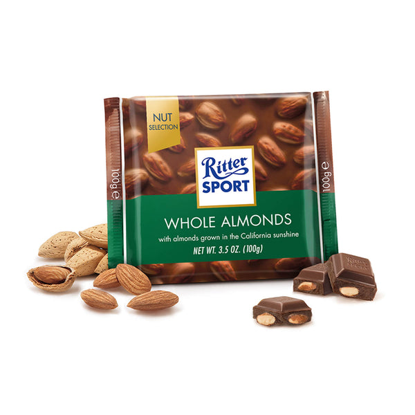 Ritter Sport Milk Chocolate with Whole Almonds 100g