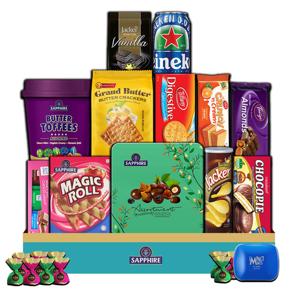 Sapphire Gift Hamper Green Box | Premium Sweet, Savory & Snacks Gift Box