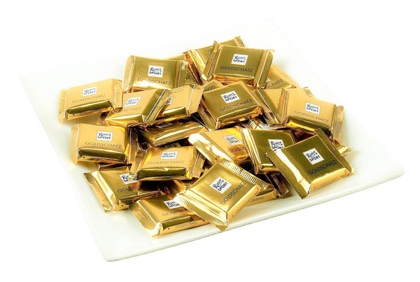 Ritter Sport 3 Pcs Mini Goldschatz Milk Chocolates with 40% Cocoa Product of Germany 150g Each, Pack of 3