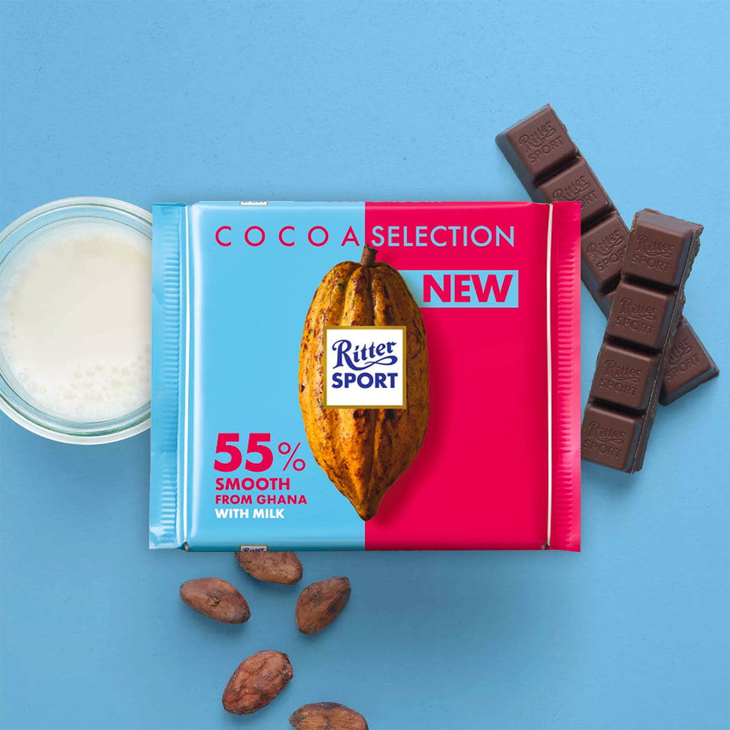 Ritter Sport Chocolate 55% Smooth with Milk from Ghana 100g