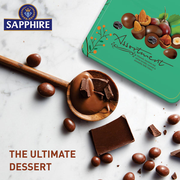 Almonds, Raisins, Hazelnuts covered in Milk Chocolate 200g with Card & Rakhi for Brother
